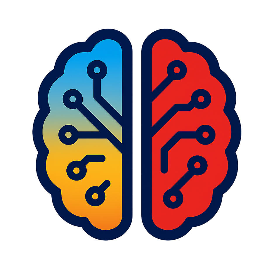 Original Rewire OS split-color circuit-brain logo